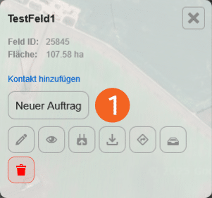 Abbildung des Pop-Up-Menüs zum Bearbeiten eines ausgewählten Feldes in der POICloud mit entsprechende Feldinformationen sowie diversen Schaltflächen zur