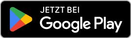 Eine Schaltfläche zum Herunterladen einer App aus dem Google Play Store. Der Text lautet "Jetzt bei Google Play". Der Text ist in weiß auf schwarzem Hintergrund. Das Google-Logo ist in den Farben Blau, Grün, Rot und Gelb dargestellt.