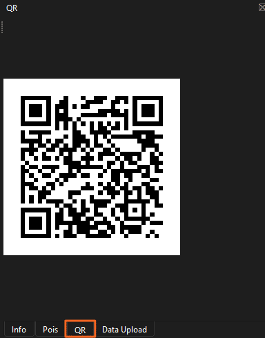 Abbildung des QR-Code-Menüs mit generiertem QR-Code zum Einscannen eines POIs aus POIStudio mit dem Smartphone.