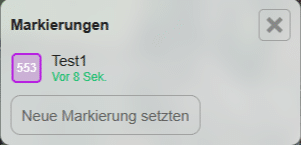 Abbildung des Pop-Up-Menüs zur Erstellung einer neuen Markierung auf der Kartenansicht der POICloud mit dem Button "Neue Markierung setzen"