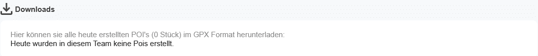 Abbildung des Downloadmenüs zum Herunterladen von POIs als GPX-Datei innerhalb der POICloud.